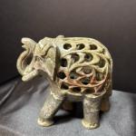 Hand-Carved Vintage Soapstone Elephant with Baby