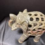 Hand-Carved Vintage Soapstone Elephant with Baby