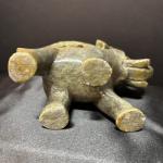 Hand-Carved Vintage Soapstone Elephant with Baby