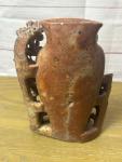 Vintage Chinese Soapstone Vase with Flower and Bird