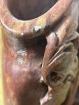 Vintage Chinese Soapstone Vase with Flower and Bird