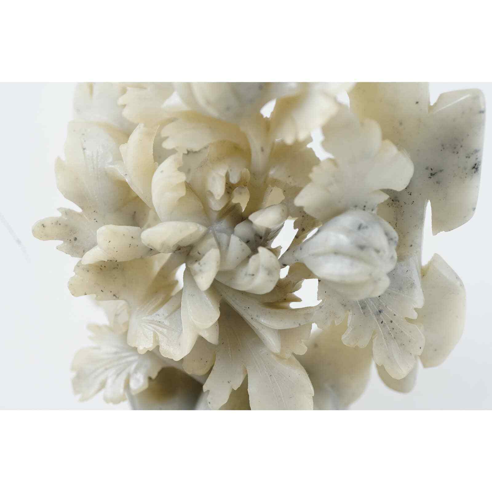 Hand Carved Chinese Soapstone Lotus Flower Sculpture