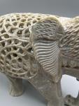 Elephant and Baby Soapstone Carving Statue