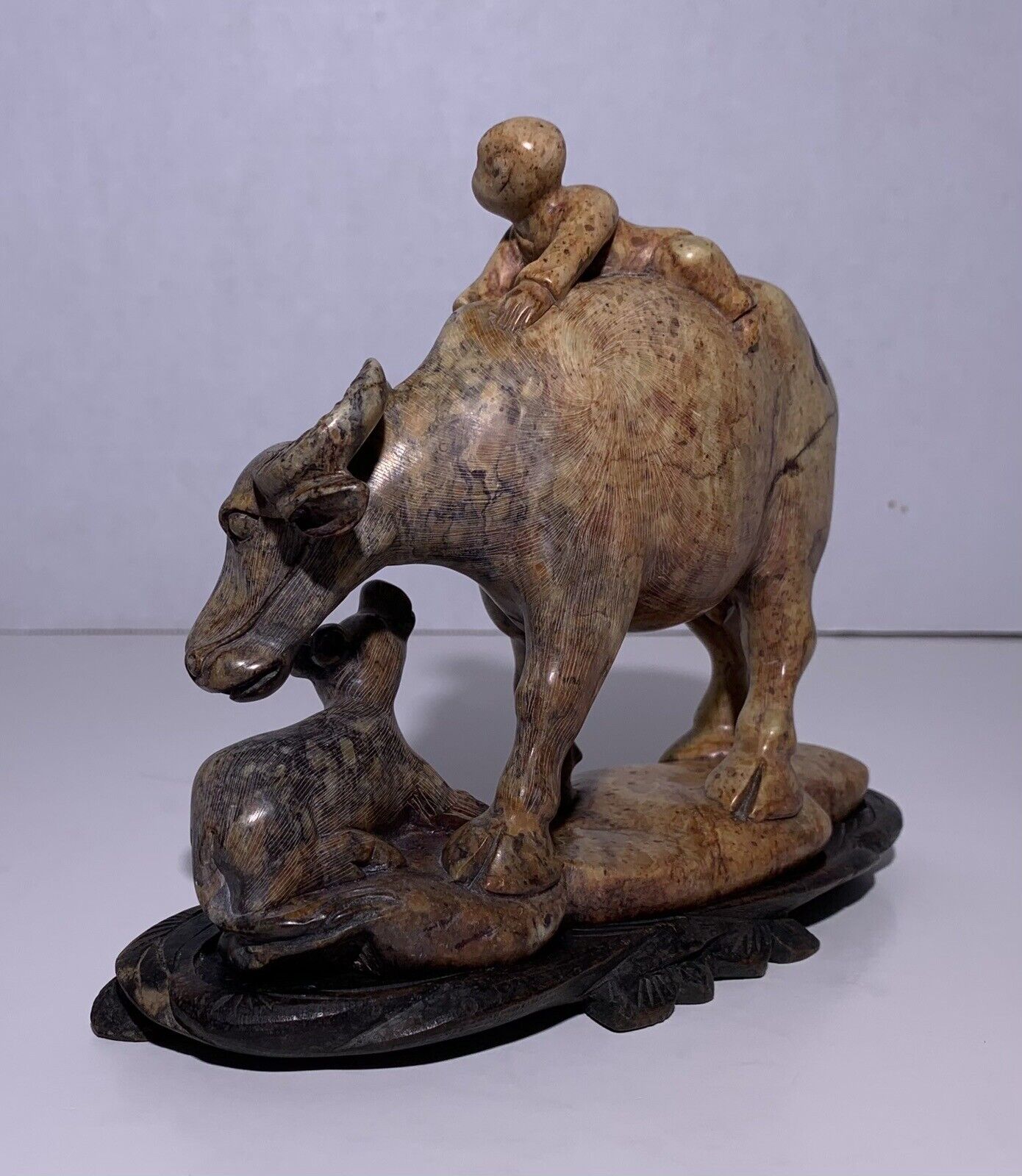 Qing Chinese Soapstone Carving - Boy with Water Buffalo