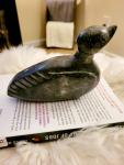Hand Carved Soapstone Duck Sculpture with Signature