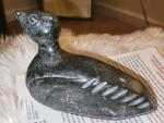 Hand Carved Soapstone Duck Sculpture with Signature