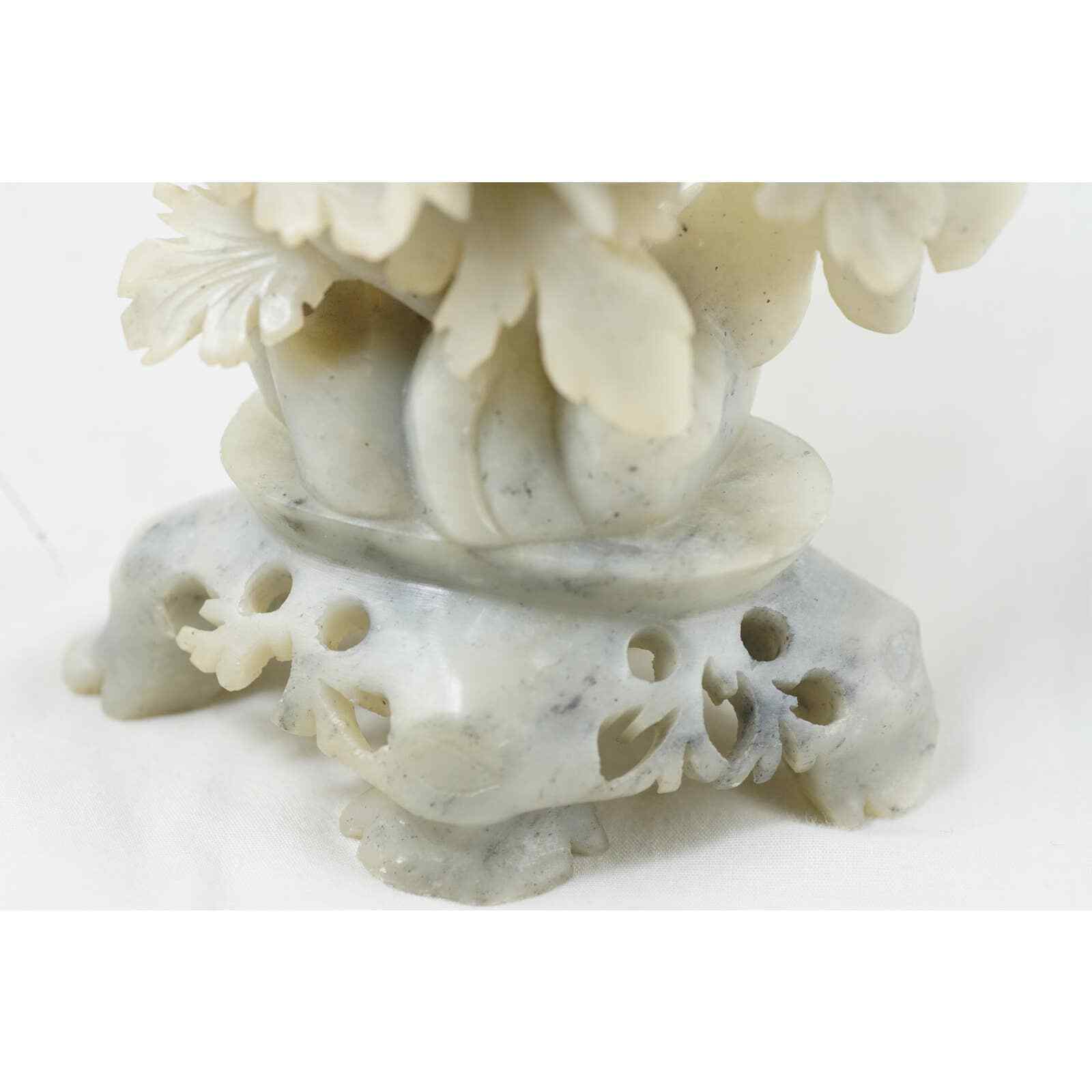 Hand Carved Chinese Soapstone Lotus Flower Sculpture