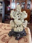 Vintage Chinese Soapstone Floral Figurine 4.25"x2.75