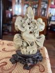 Vintage Chinese Soapstone Floral Figurine 4.25"x2.75