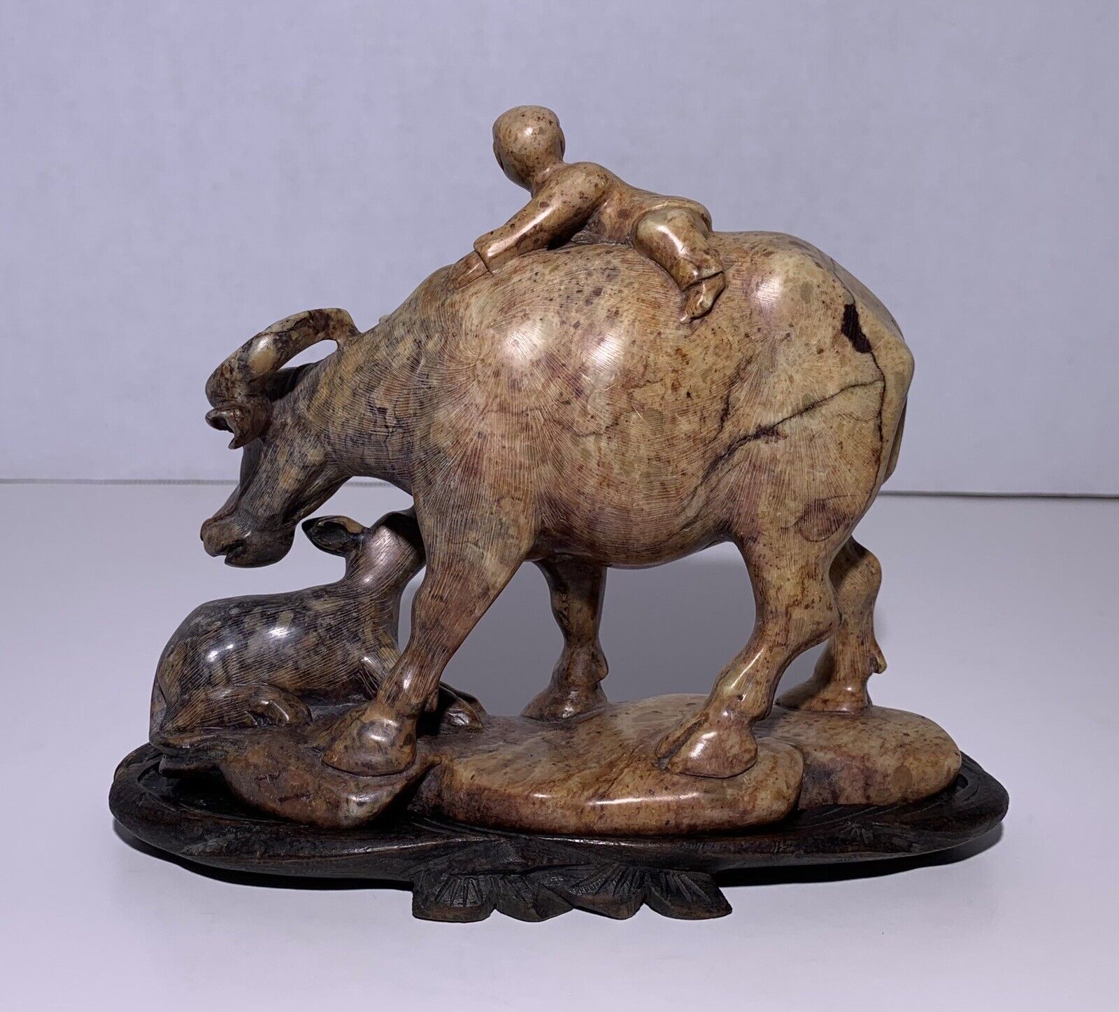 Qing Chinese Soapstone Carving - Boy with Water Buffalo