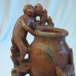 Chinese Soapstone Vase with Animal and Floral Design