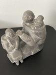 Inuit Mother and Children Soapstone Sculpture 9”