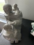 Inuit Mother and Children Soapstone Sculpture 9”