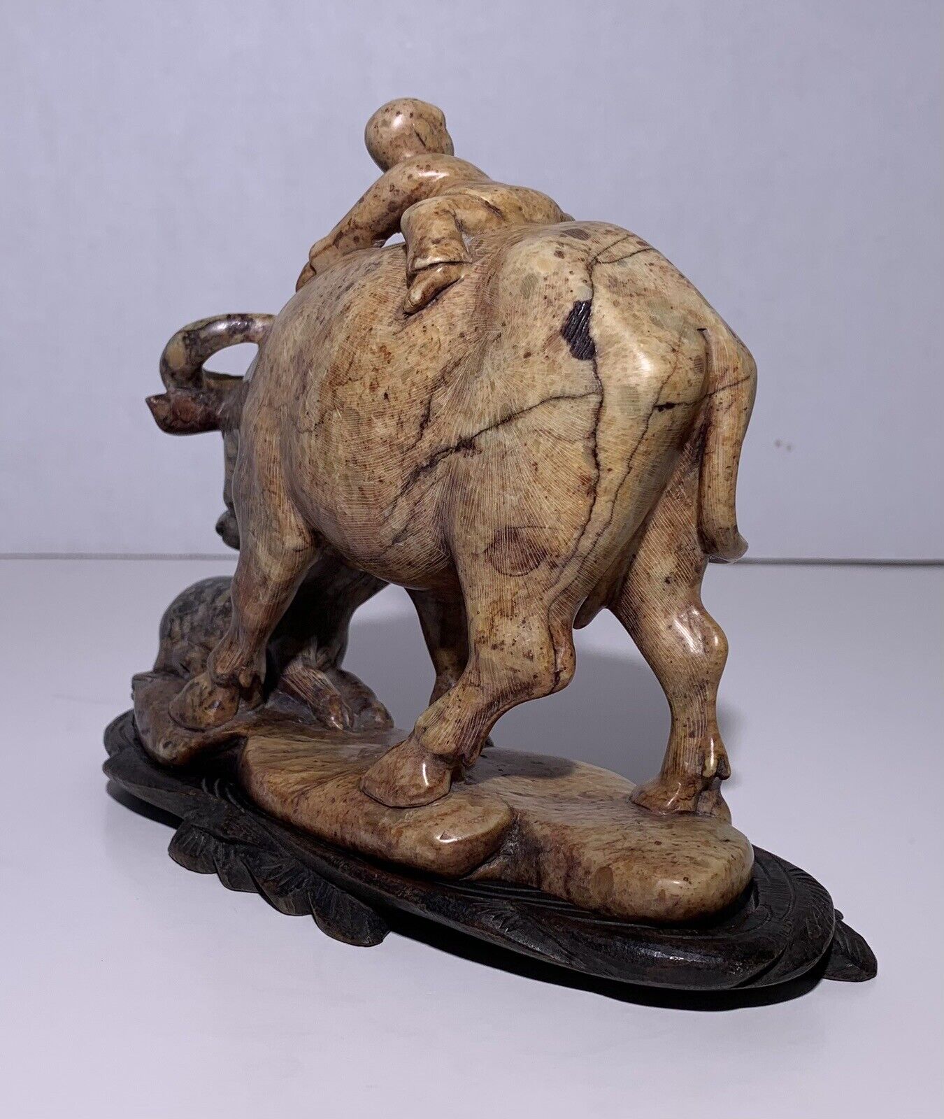 Qing Chinese Soapstone Carving - Boy with Water Buffalo