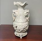 Antique Chinese Soapstone Vase with Foo Dogs