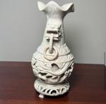 Antique Chinese Soapstone Vase with Foo Dogs