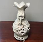 Antique Chinese Soapstone Vase with Foo Dogs