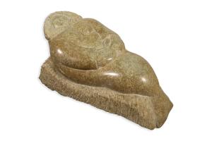Hand-Carved Inuit Resting Man Soapstone Sculpture