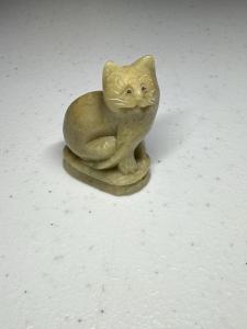 Chinese Soapstone Cat Whistle Figurine, Green