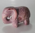 Pink Soapstone Elephant Mini Figure "LOVE" 1.5" x 2.25