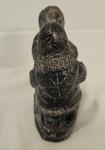 Hand Carved Soapstone Wolf Sculpture with Inuit Figures