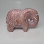 Pink Soapstone Elephant Mini Figure "LOVE" 1.5" x 2.25