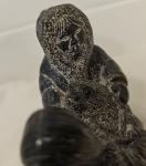 Hand Carved Soapstone Wolf Sculpture with Inuit Figures