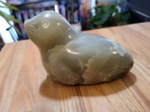 Inuit Seal Soapstone Carving - Signed Art