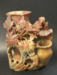 Chinese Soapstone Double Vase Flower Sculpture