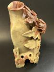 Chinese Soapstone Double Vase Flower Sculpture