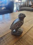 Signed Grey Soapstone Bird Carving from Inuit Artisan