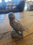 Signed Grey Soapstone Bird Carving from Inuit Artisan
