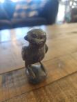 Signed Grey Soapstone Bird Carving from Inuit Artisan