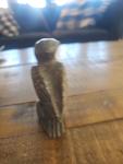 Signed Grey Soapstone Bird Carving from Inuit Artisan
