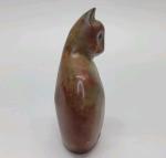 Kenya Soapstone Cat Figurine with Blue Eyes 2.5”