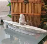 Inuit Soapstone Kayak and Hunter Sculpture