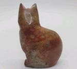 Kenya Soapstone Cat Figurine with Blue Eyes 2.5”
