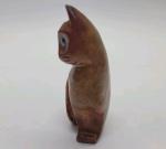 Kenya Soapstone Cat Figurine with Blue Eyes 2.5”