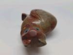 Kenya Soapstone Cat Figurine with Blue Eyes 2.5”