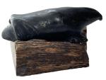 Inuit Soapstone Seal Carving on Wood Base
