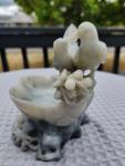 Gray Bird and Flower Soapstone Figurine Dish