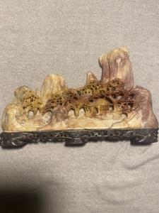 Vintage Hand-Carved Chinese Soapstone Mountain Village