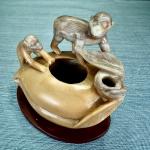 Hand-Carved Vintage Soapstone Monkey Incense Burner