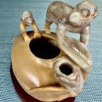 Hand-Carved Vintage Soapstone Monkey Incense Burner