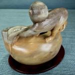 Hand-Carved Vintage Soapstone Monkey Incense Burner