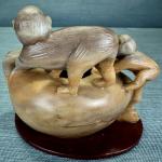 Hand-Carved Vintage Soapstone Monkey Incense Burner