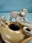 Hand-Carved Vintage Soapstone Monkey Incense Burner
