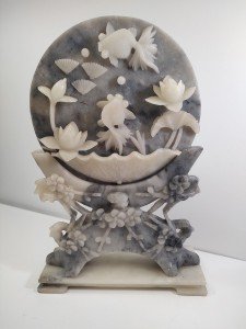 Chinese Soapstone Koi Fish Umbrella Stand