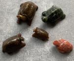 Set of 5 Carved Soapstone Tortoise Figurines