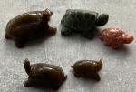 Set of 5 Carved Soapstone Tortoise Figurines